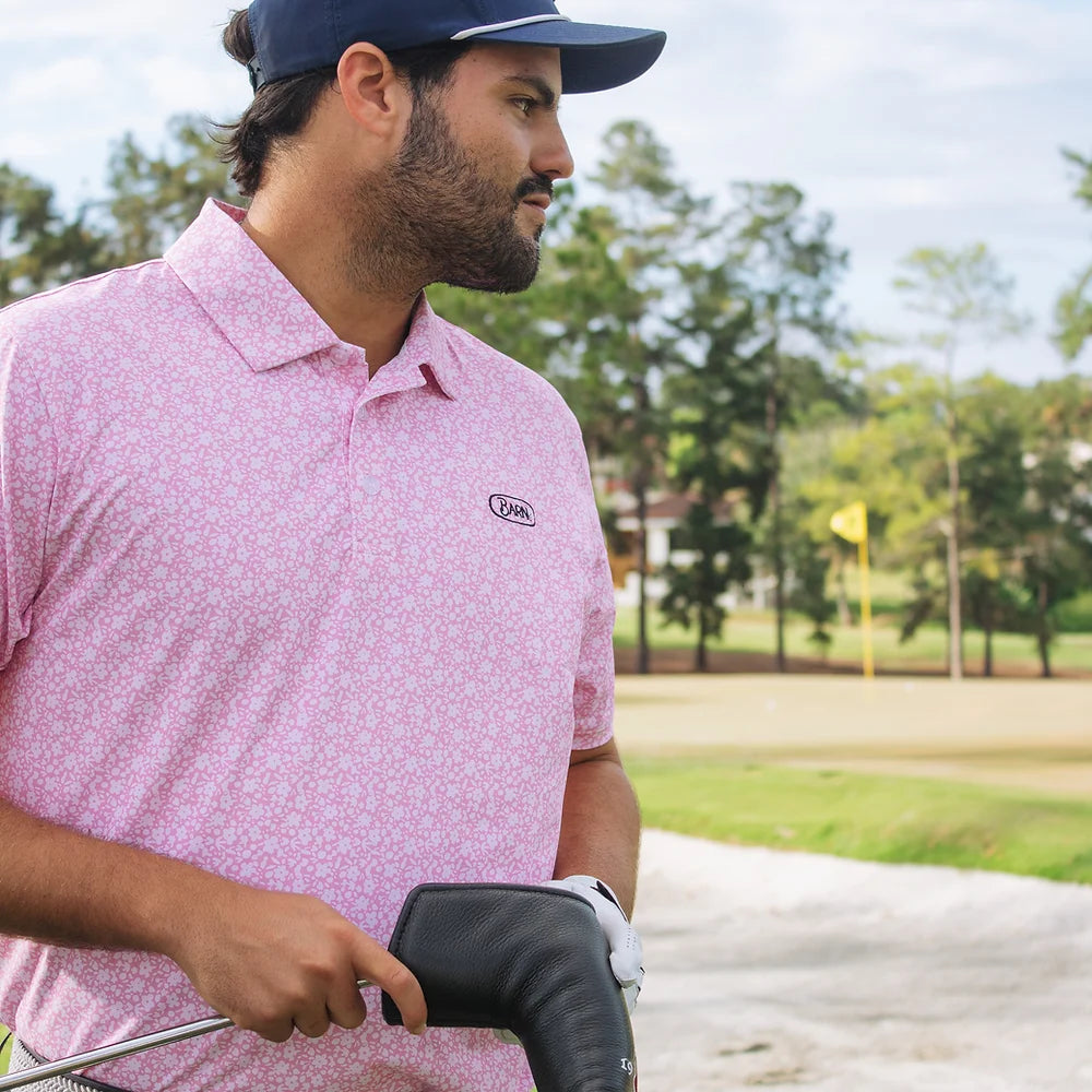 Pink Flowers Performance Polo