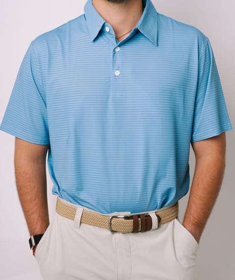 Blue and Grey Stripped Polo