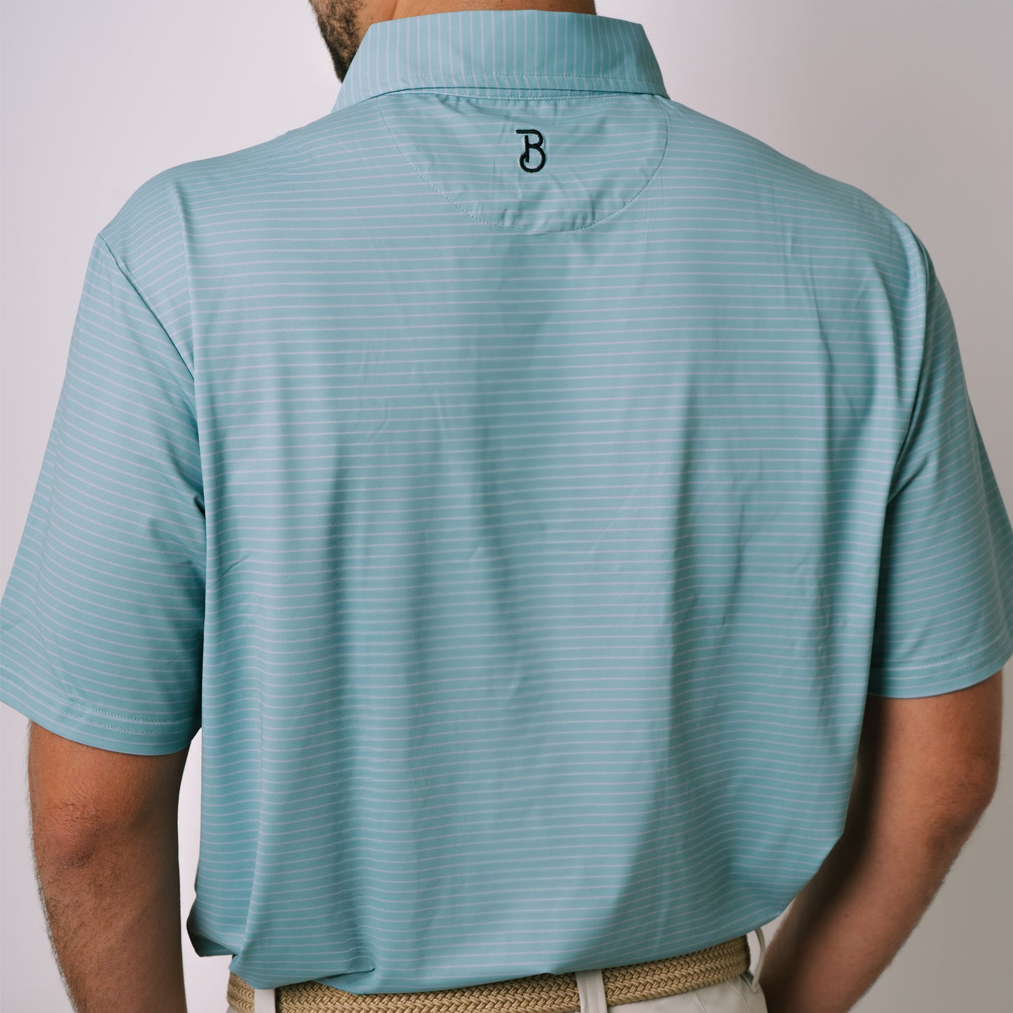 Green and Grey Stripped Polo