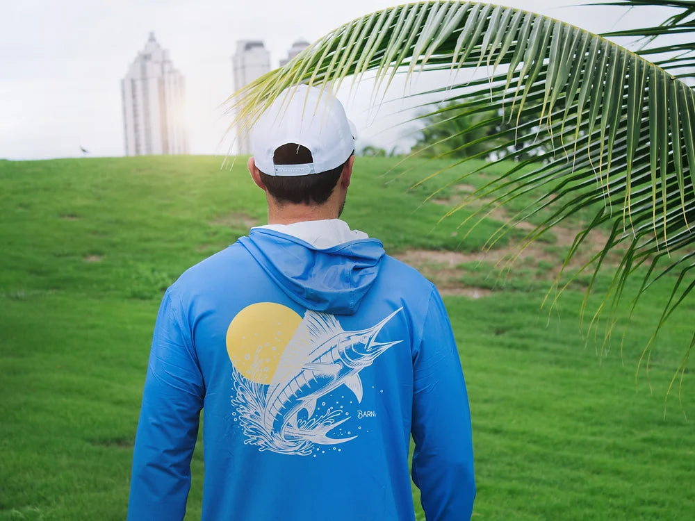 Blue Hooded Marlin Fishing Performance Tee