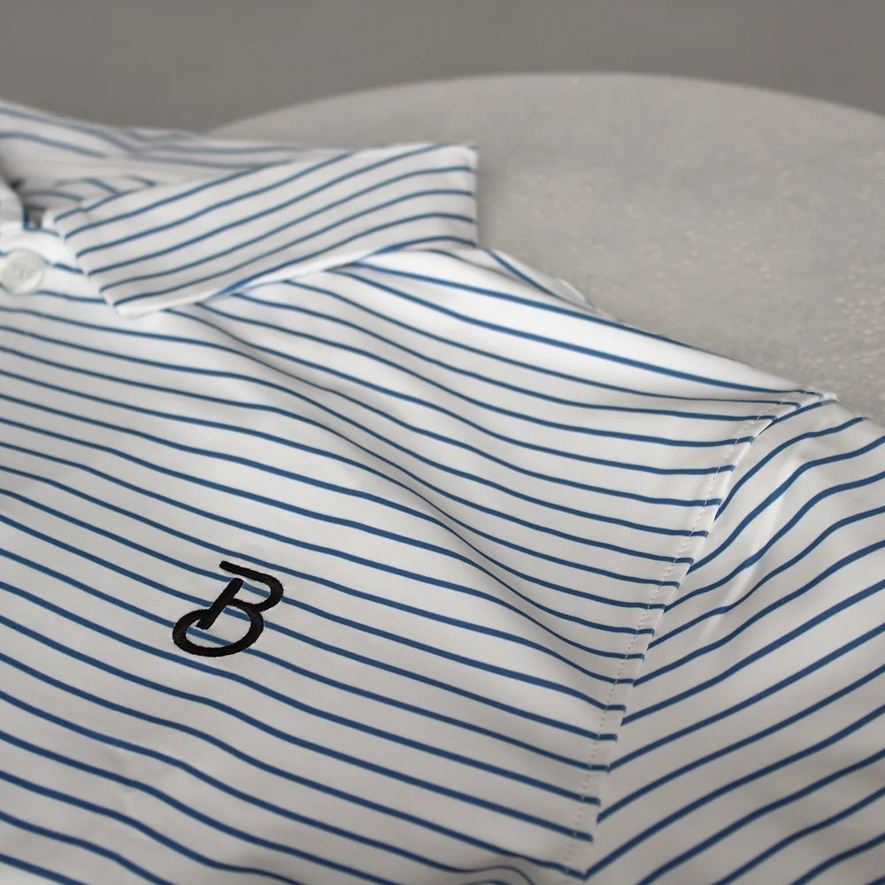 Blue Stripe Performance Polo