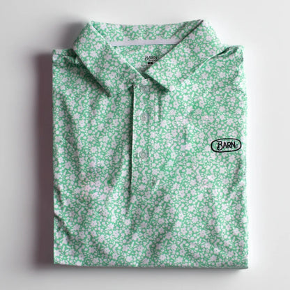 Green Flowers Performance Polo