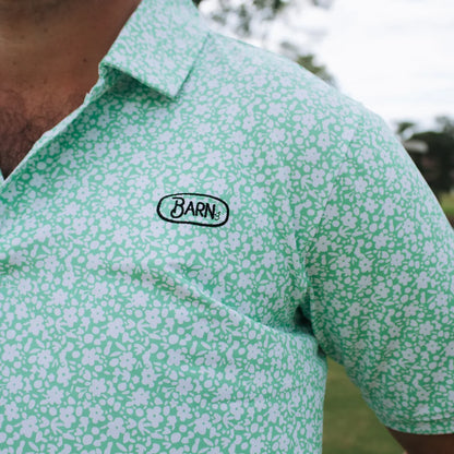 Green Flowers Performance Polo