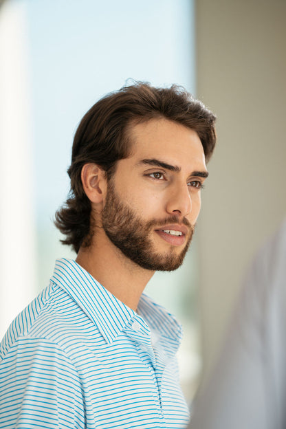 Light Blue Stripes Performance Polo