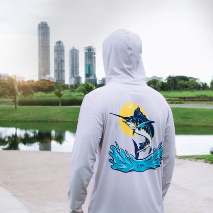 Off White Hooded Marlin Fishing Performance Tee